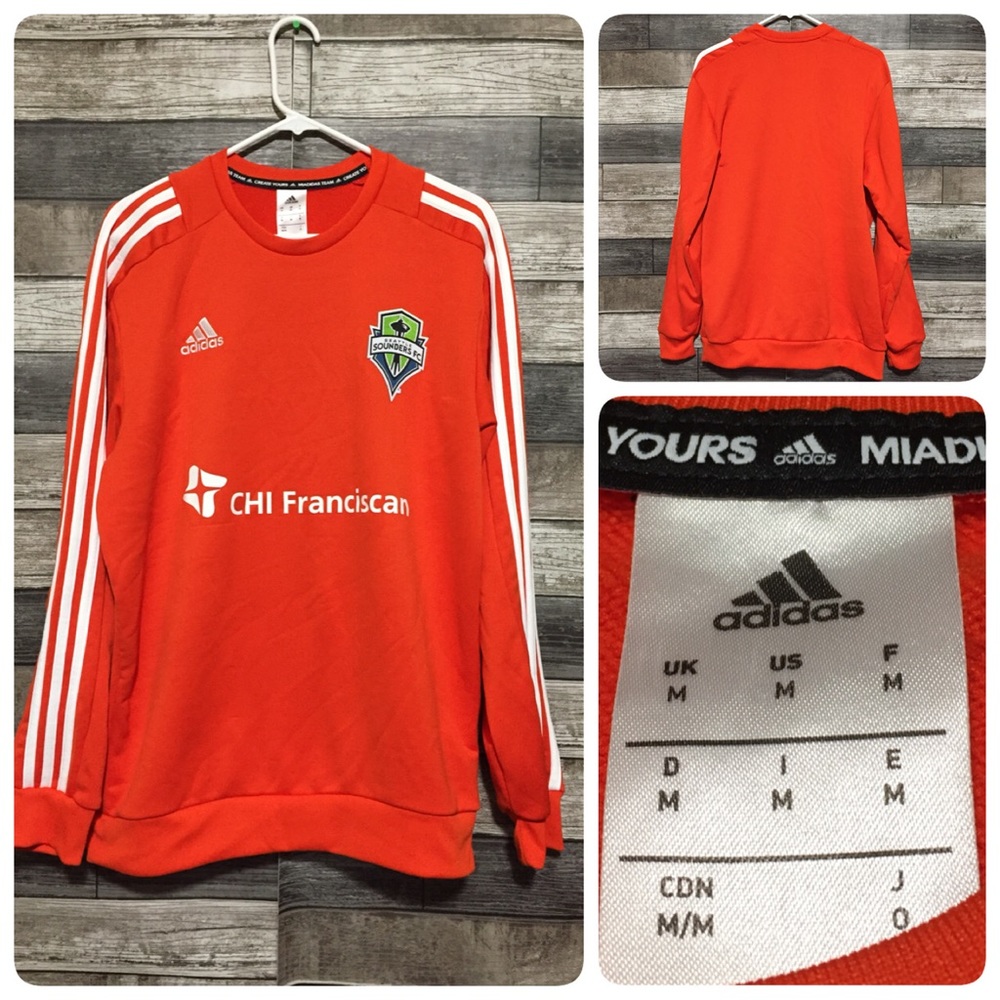Adidas Seattle Sounders FC Sweatshirt Men’s M Orange White Pullover
